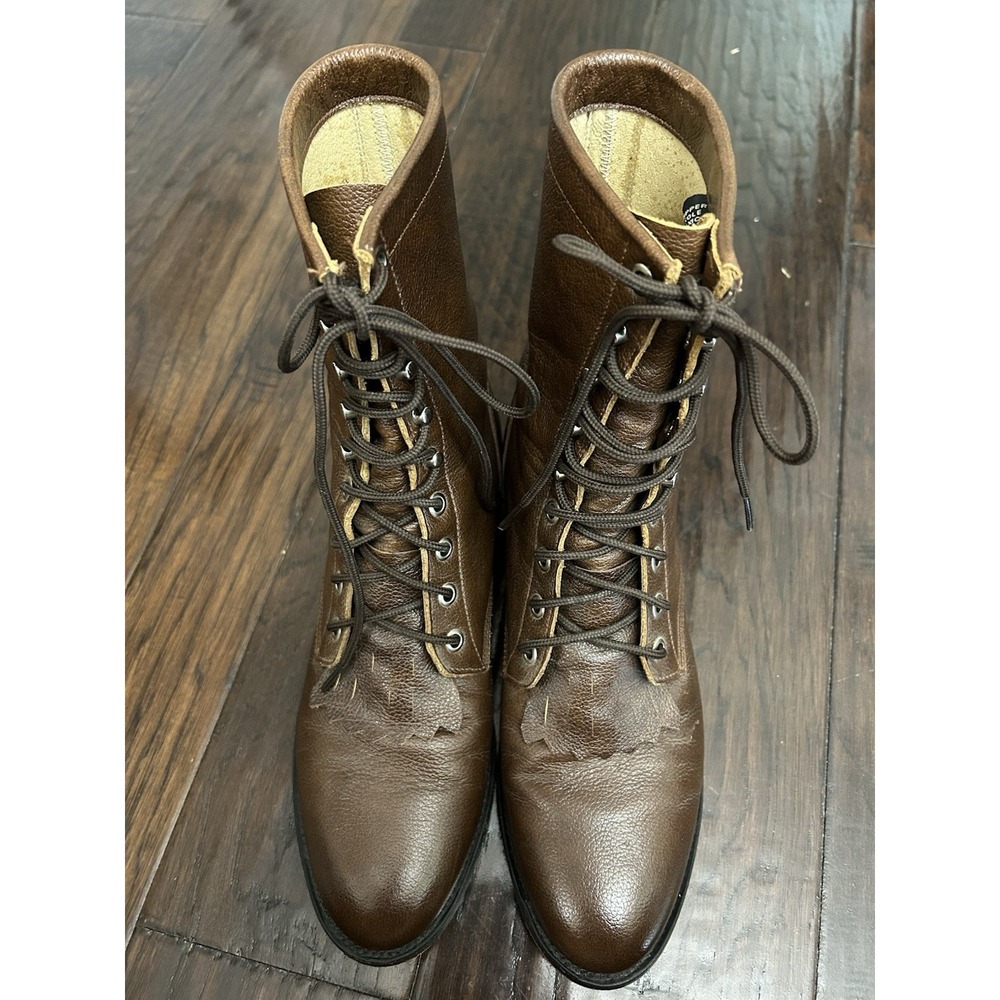 Justin 508 Brown Leather Granny Lace-up Kiltie Roper Boots Womens 7.5D Steampunk - Picture 1 of 10